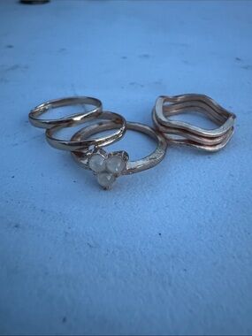 Gold-Tone Opal Accent Stacking Ring Set - Women's Gold Rings